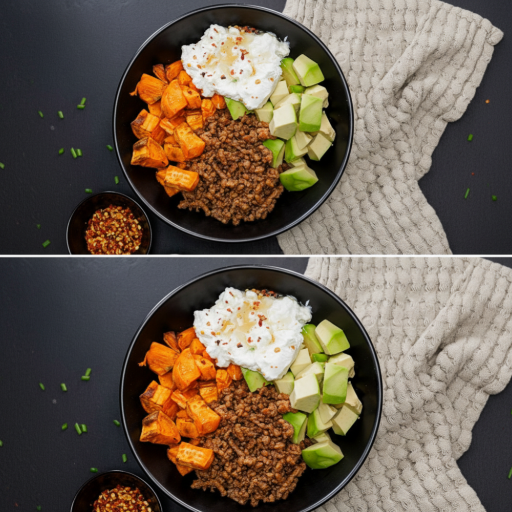 Viral Cottage Cheese Sweet Potato Beef Bowl Recipe 1 Viral Cottage Cheese Sweet Potato Beef Bowl Recipe