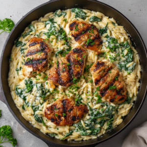 One-Pan Creamy Boursin Chicken Orzo Recipe (30 Mins)
