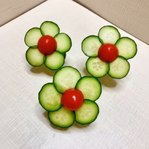 Fresh Cucumber & Tomato Blossom Bites: Easy Appetizer 4 Fresh Cucumber & Tomato Blossom Bites: Easy Appetizer