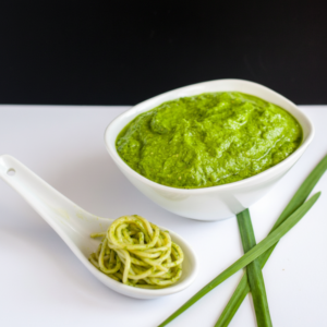 Fresh Garlic Chive Pesto Pasta Recipe (Quick & Easy)