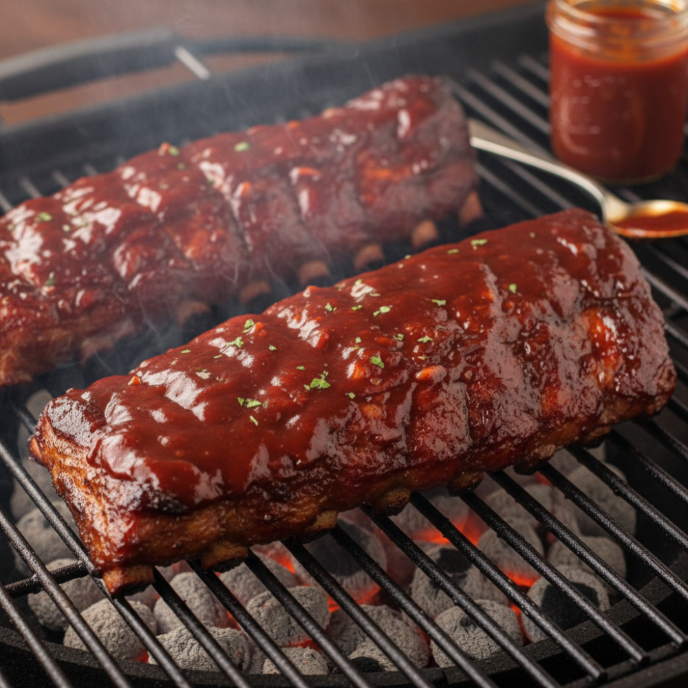 Tender Barbecued Beef Ribs with Spicy BOOM Sauce