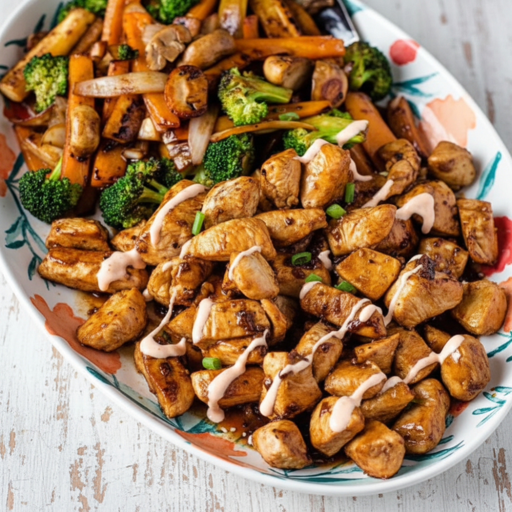 Japanese Steakhouse-Style Chicken with Vegetables & Yum Yum Sauce 1 Japanese Steakhouse-Style Chicken with Vegetables & Yum Yum Sauce
