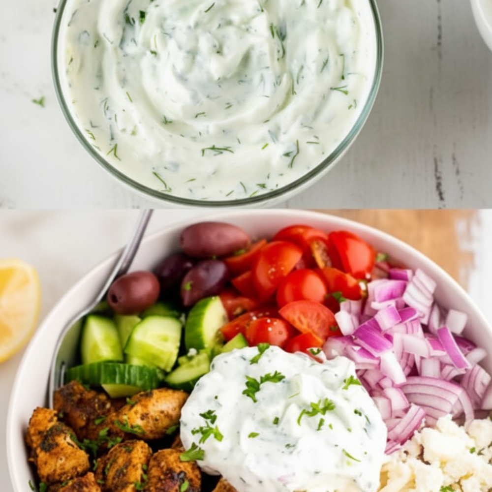 Easy Cucumber Dill Yogurt Sauce for Mediterranean Chicken Bowls 1 Easy Cucumber Dill Yogurt Sauce for Mediterranean Chicken Bowls