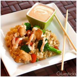 Chicken & Broccoli Fried Rice with Hibachi White Sauce
