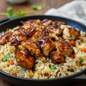 One-Pan Sweet BBQ Chicken and Rice Bake | Easy Comfort Meal