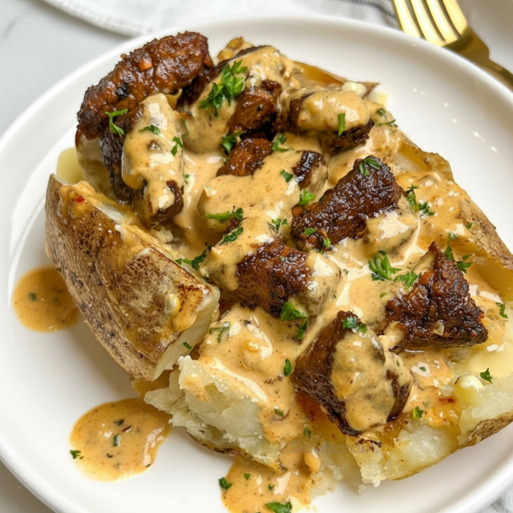 Ultimate Loaded Baked Potato with Garlic Butter Steak Bites 1 Ultimate Loaded Baked Potato with Garlic Butter Steak Bites