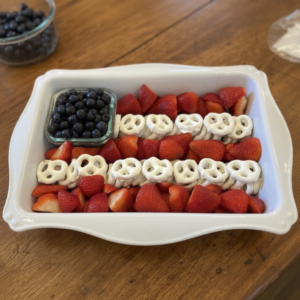Easy Red, White, and Blue Fruit & Pretzel Board for Summer