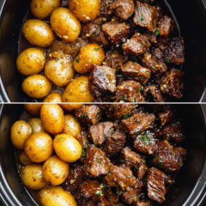 Delicious Slow Cooker Garlic Butter Beef Bites with Potatoes