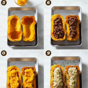 Mediterranean Stuffed Butternut Squash with Ground Beef