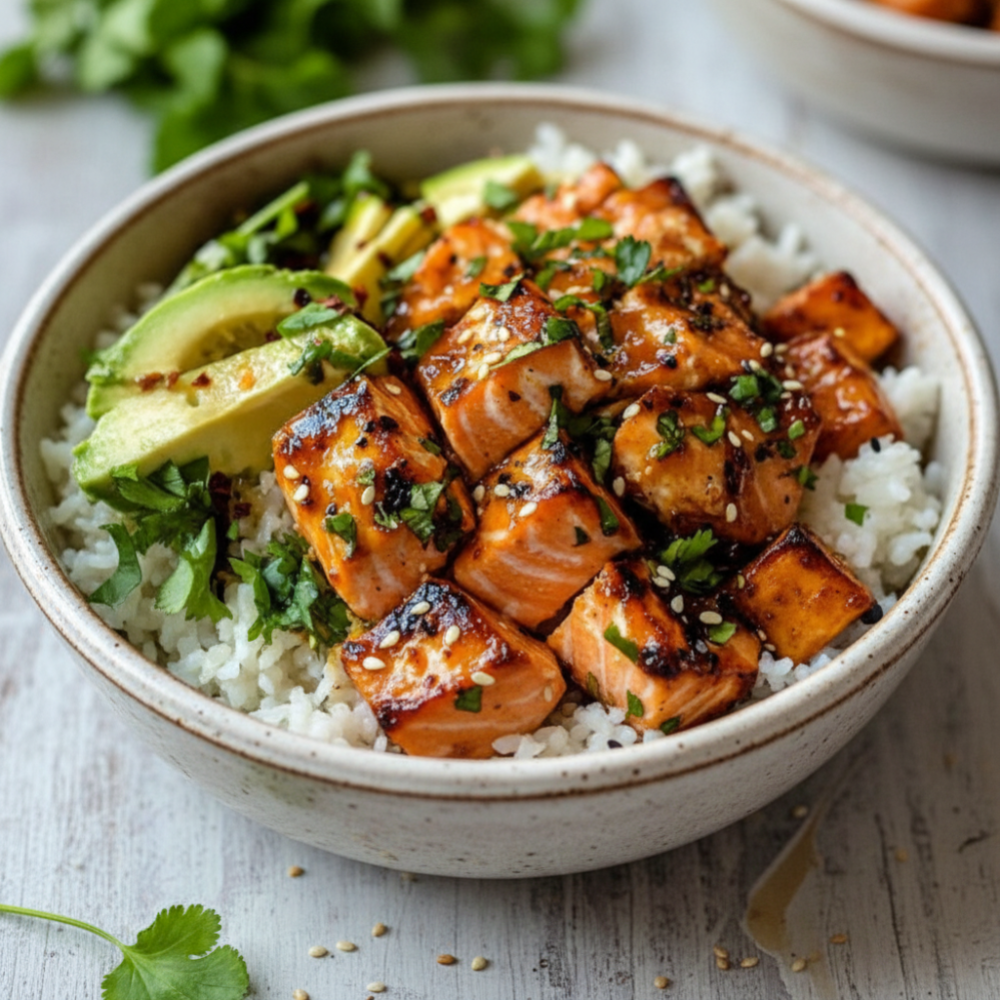 Sweet Chili Salmon Bowl Recipe: Quick & Nutritious 1 Sweet Chili Salmon Bowl Recipe: Quick & Nutritious