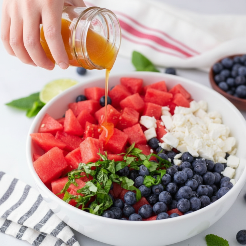 Refreshing Watermelon Blueberry Feta Salad (15 Mins)