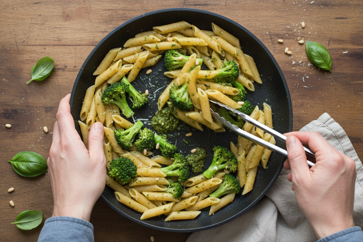 Quick Beef Sausage and Broccoli Pasta with Pesto 3 Beef Sausage and Broccoli Pasta with Pesto preparation step 2