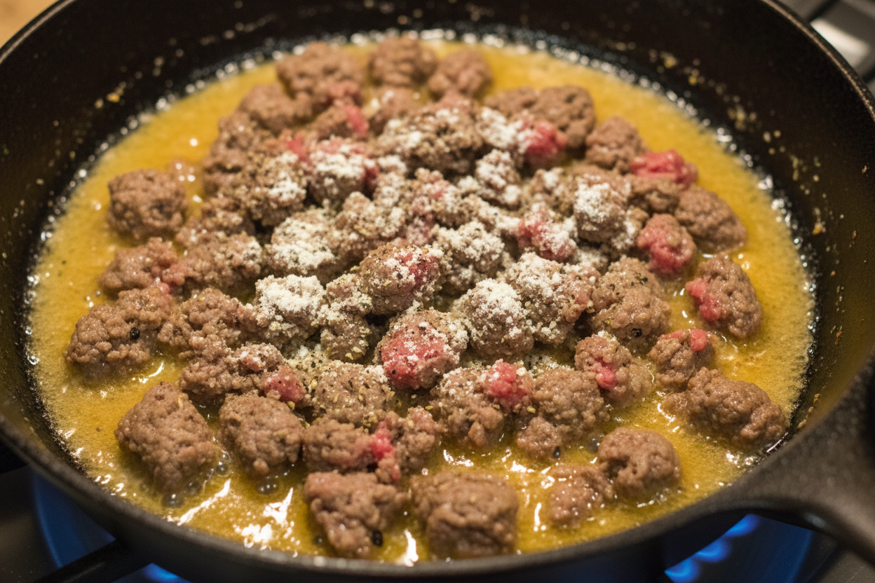 Biscuits And Gravy Casserole preparation step 1
