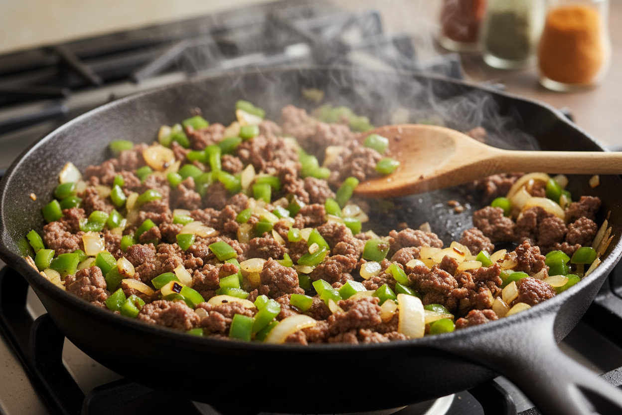 Easy Cheesesteak Sloppy Joes Recipe (Ready in 25 Minutes) 2 Cheesesteak Style Sloppy Joes preparation step 1