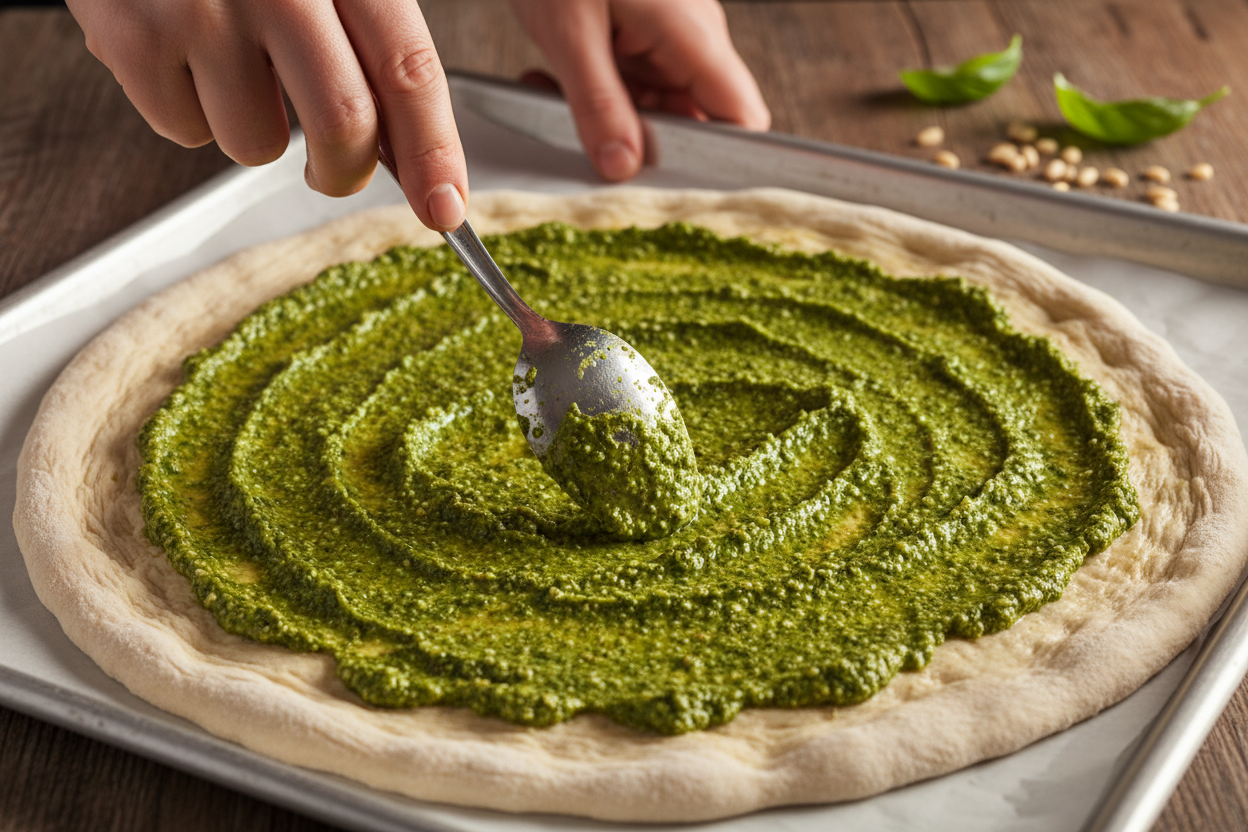 Easy Chicken Pesto Pizza Recipe for Weeknights 2 Chicken Pesto Pizza preparation step 1