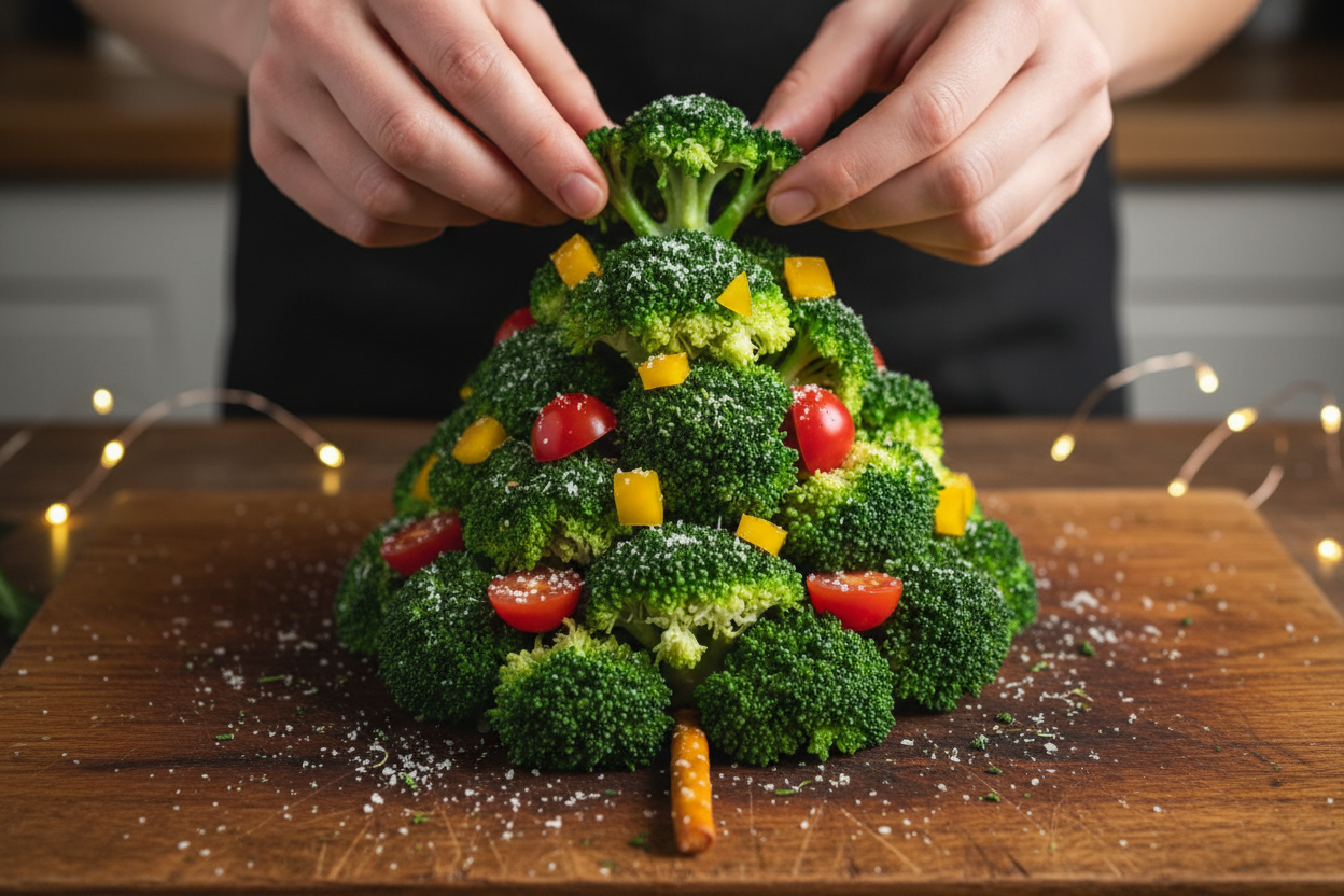 Christmas Tree Vegetable Platter preparation step 1