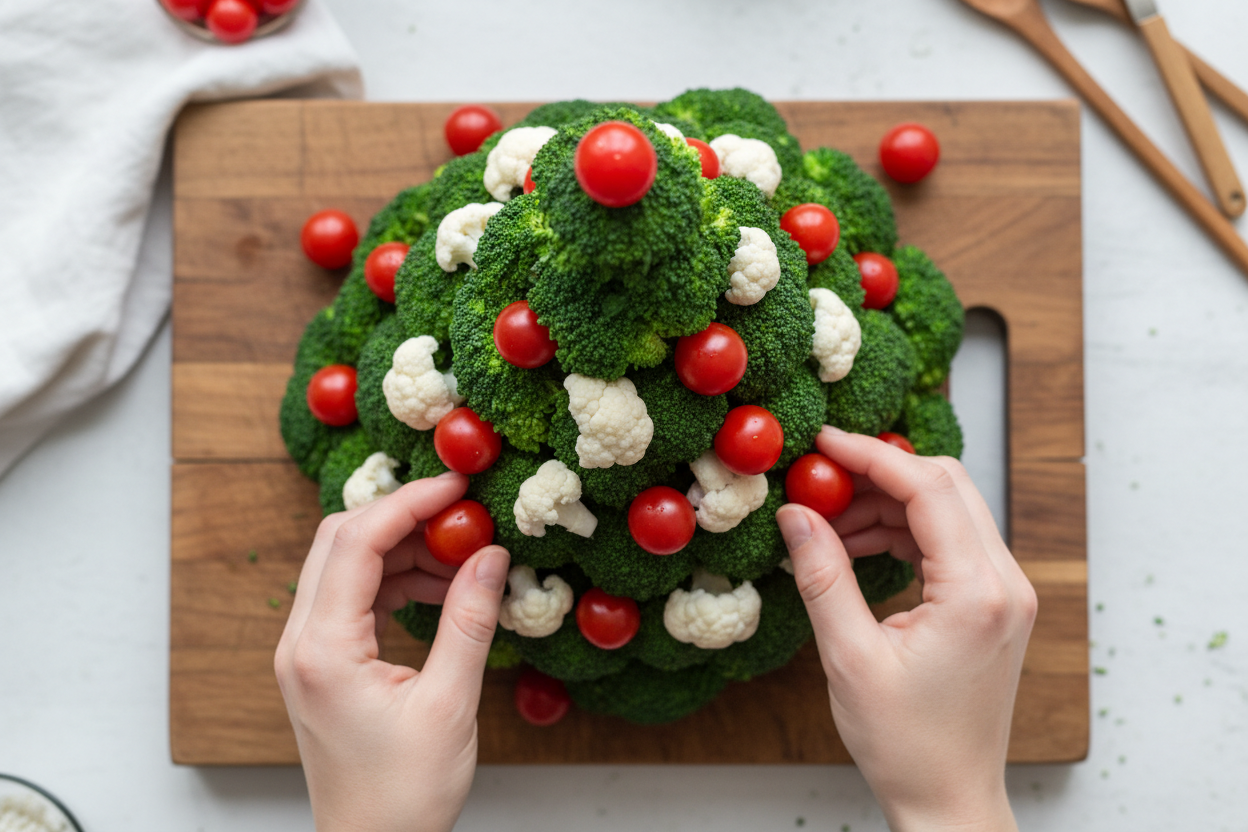 Christmas Tree Vegetable Platter preparation step 2
