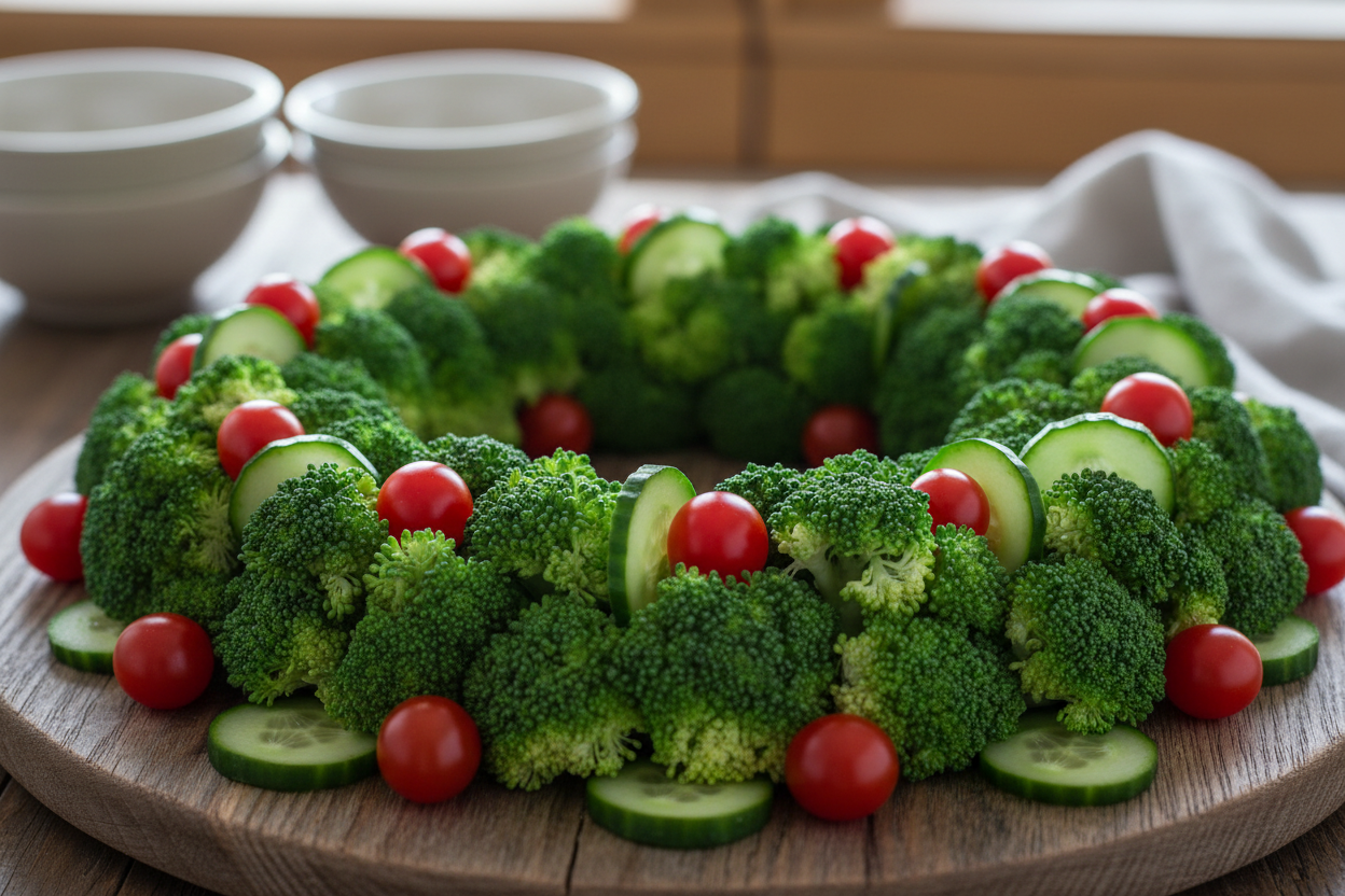 Christmas Veggie Wreath Appetizer preparation step 2
