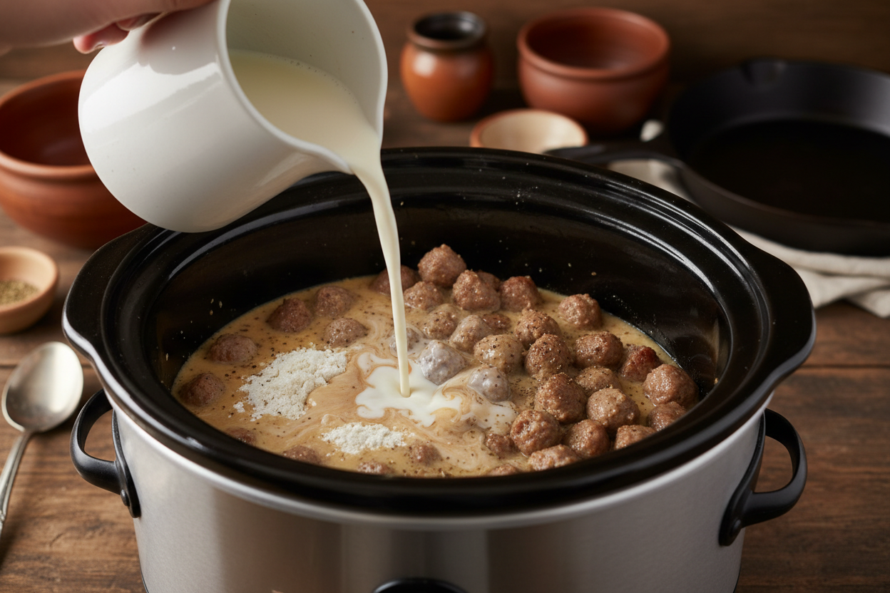 Crockpot Biscuits And Beef Gravy preparation step 2