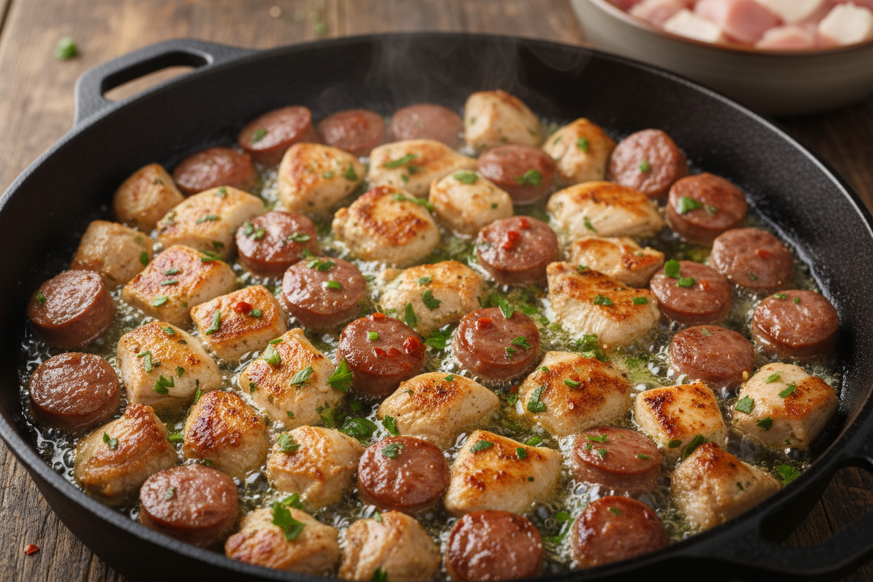 Quick and Simple Cajun Jambalaya with Chicken and Beef 2 Easy Jambalaya Recipe preparation step 1