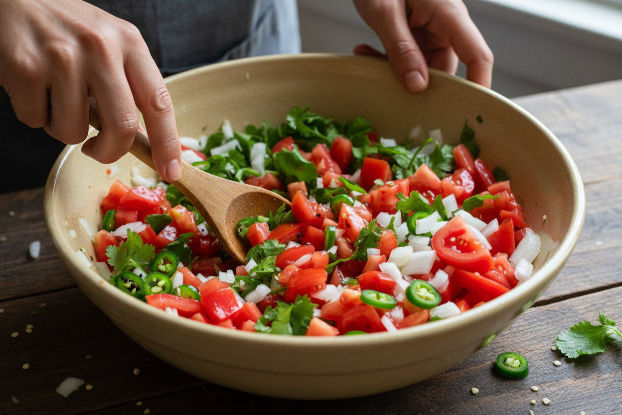 Fresh Authentic Mexican-Style Tomato Dip Recipe with Chips 2 Homemade Salsa Recipe preparation step 1