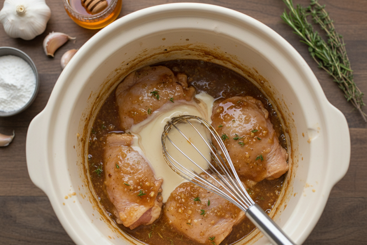 Honey Garlic Slow Cooker Chicken Thighs preparation step 2