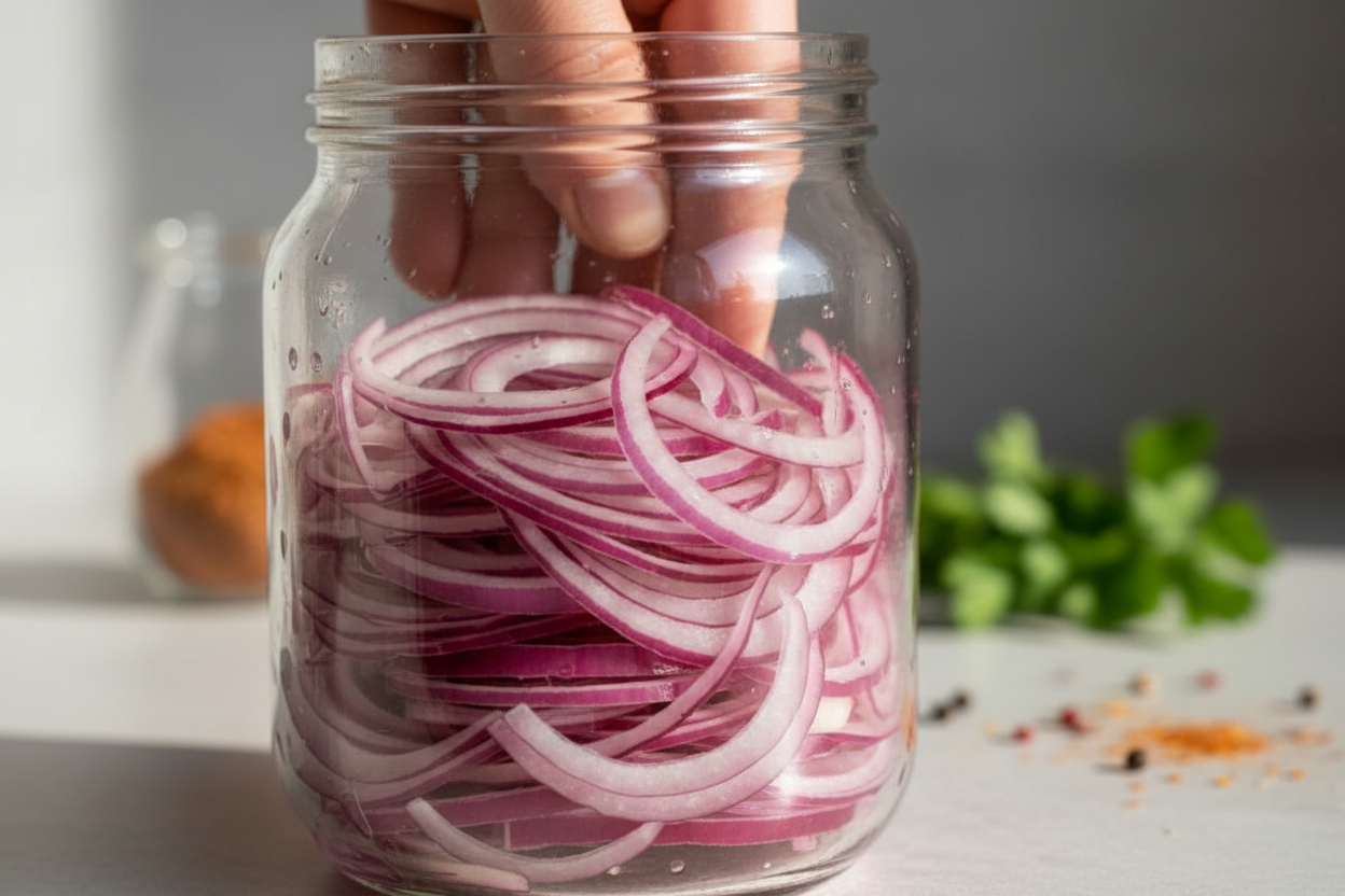 How To Pickle Red Onions In Five Minutes preparation step 1
