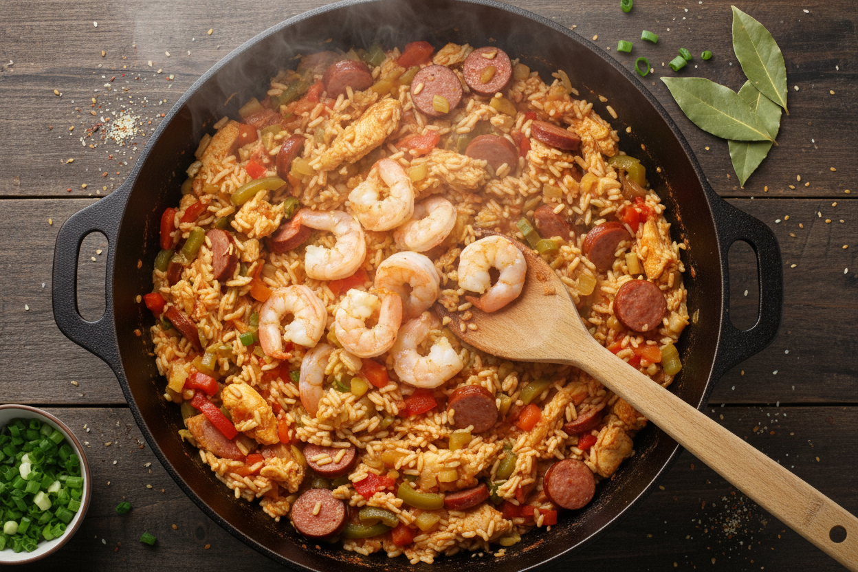 Quick One-Pot Cajun Rice with Beef Sausage & Shrimp 3 Instant Pot Jambalaya preparation step 2