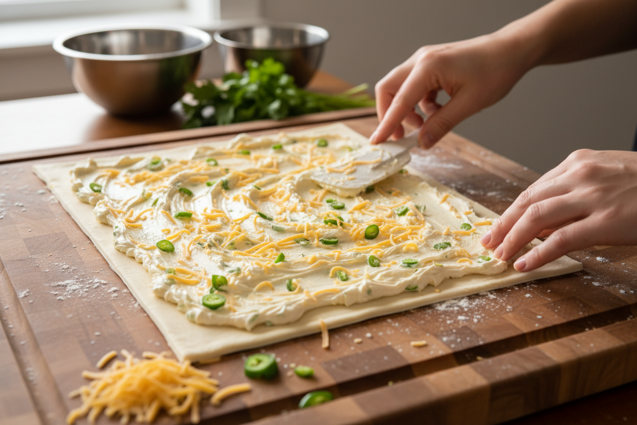 Jalapeno Popper Pinwheels preparation step 1