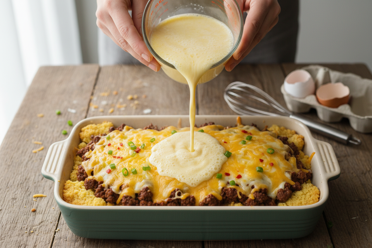Leftover Cornbread Breakfast Bake Casserole preparation step 2