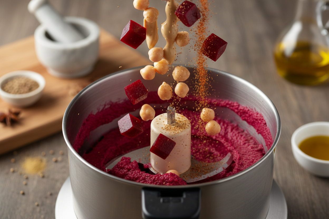 My Favorite Healthy Beetroot Hummus preparation step 1