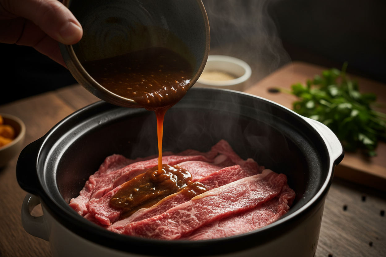 Pepper Steak in a Crock Pot preparation step 1