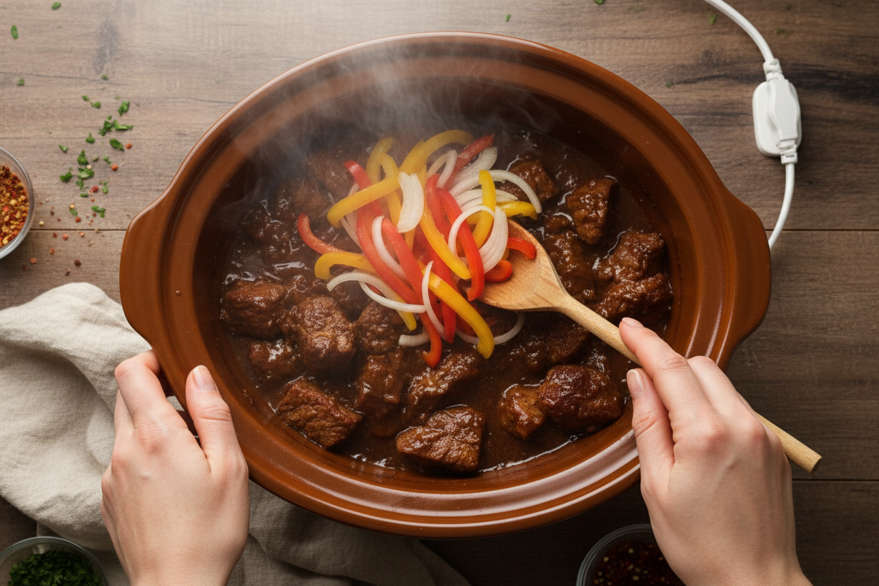 Pepper Steak in a Crock Pot preparation step 2