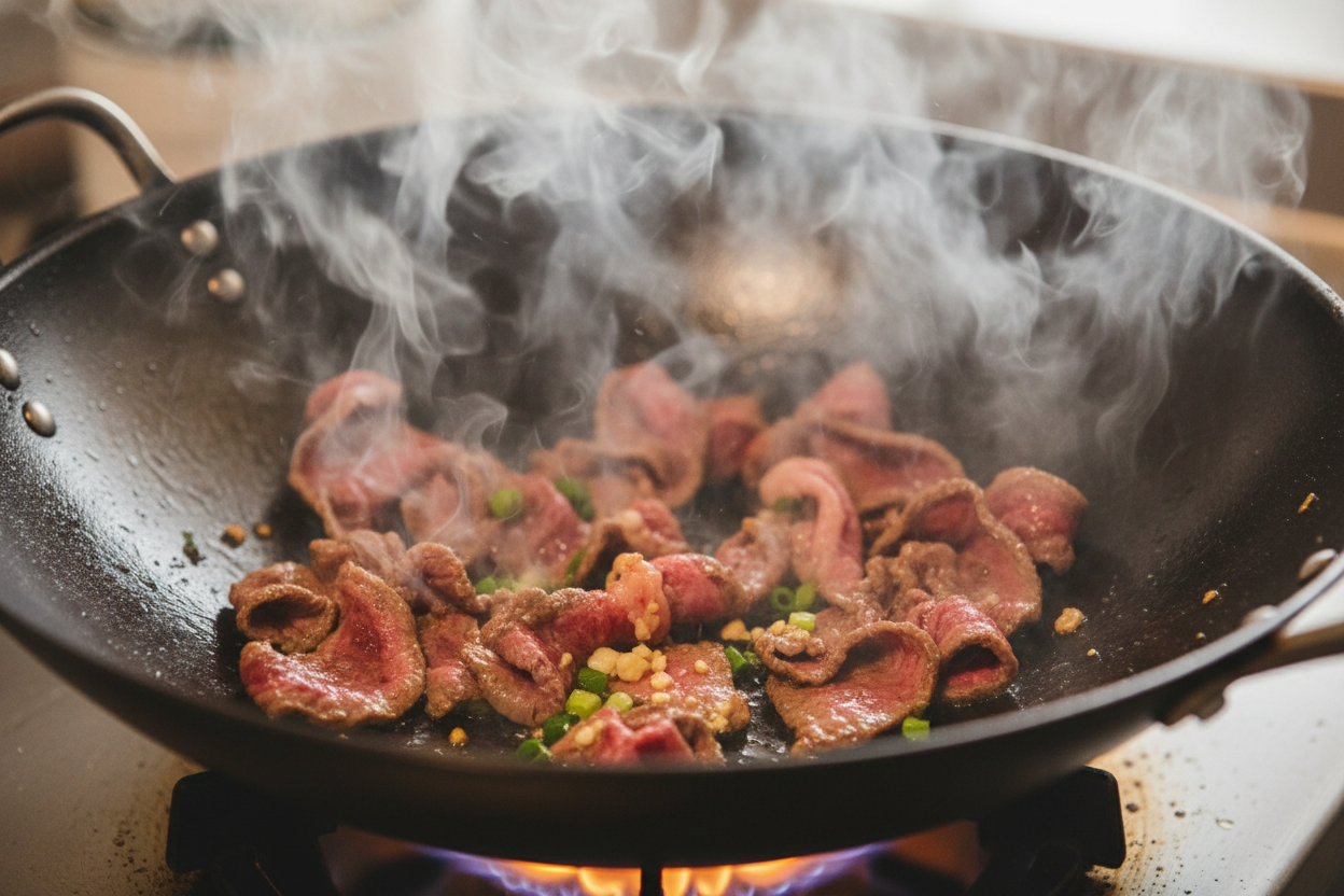 Quick and Easy Stir-Fry Recipe: Takeout at Home 2 Pepper Steak with Bell Peppers and Onion preparation step 1