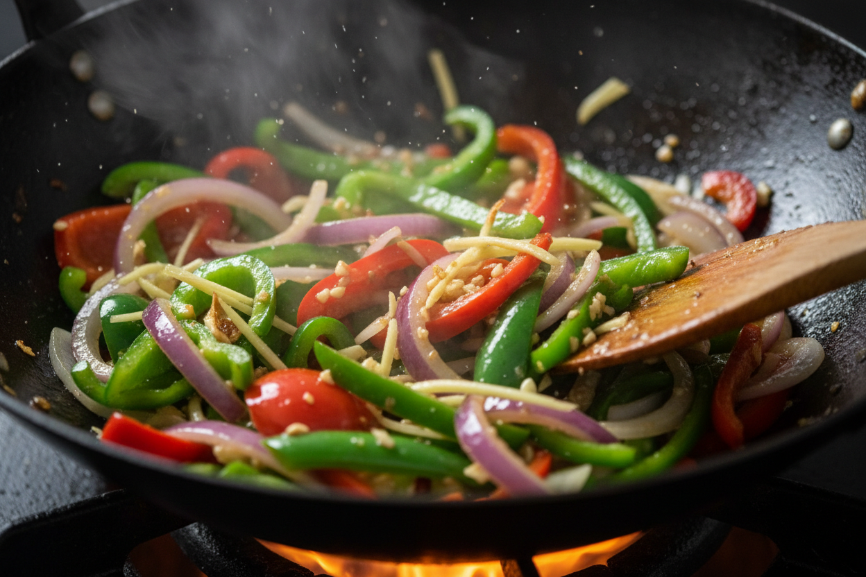 Quick and Easy Stir-Fry Recipe: Takeout at Home 3 Pepper Steak with Bell Peppers and Onion preparation step 2