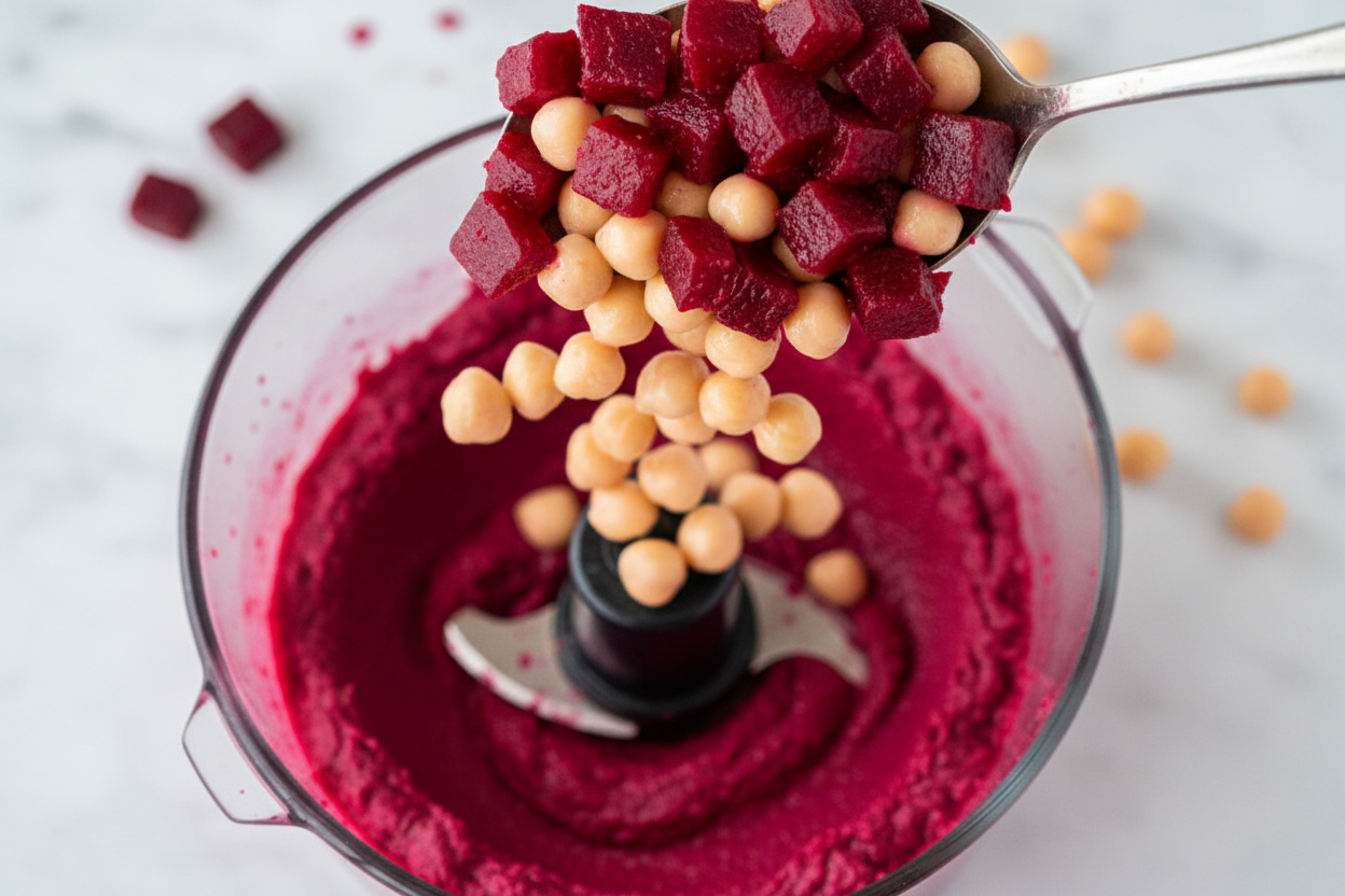 Quick and Easy Beetroot Hummus Recipe | Bright Pink Dip 2 Quick Beetroot Hummus Recipe preparation step 1
