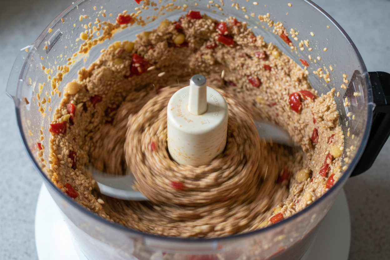 Quick & Creamy Roasted Red Pepper Hummus Recipe 2 Roasted Red Pepper Hummus preparation step 1