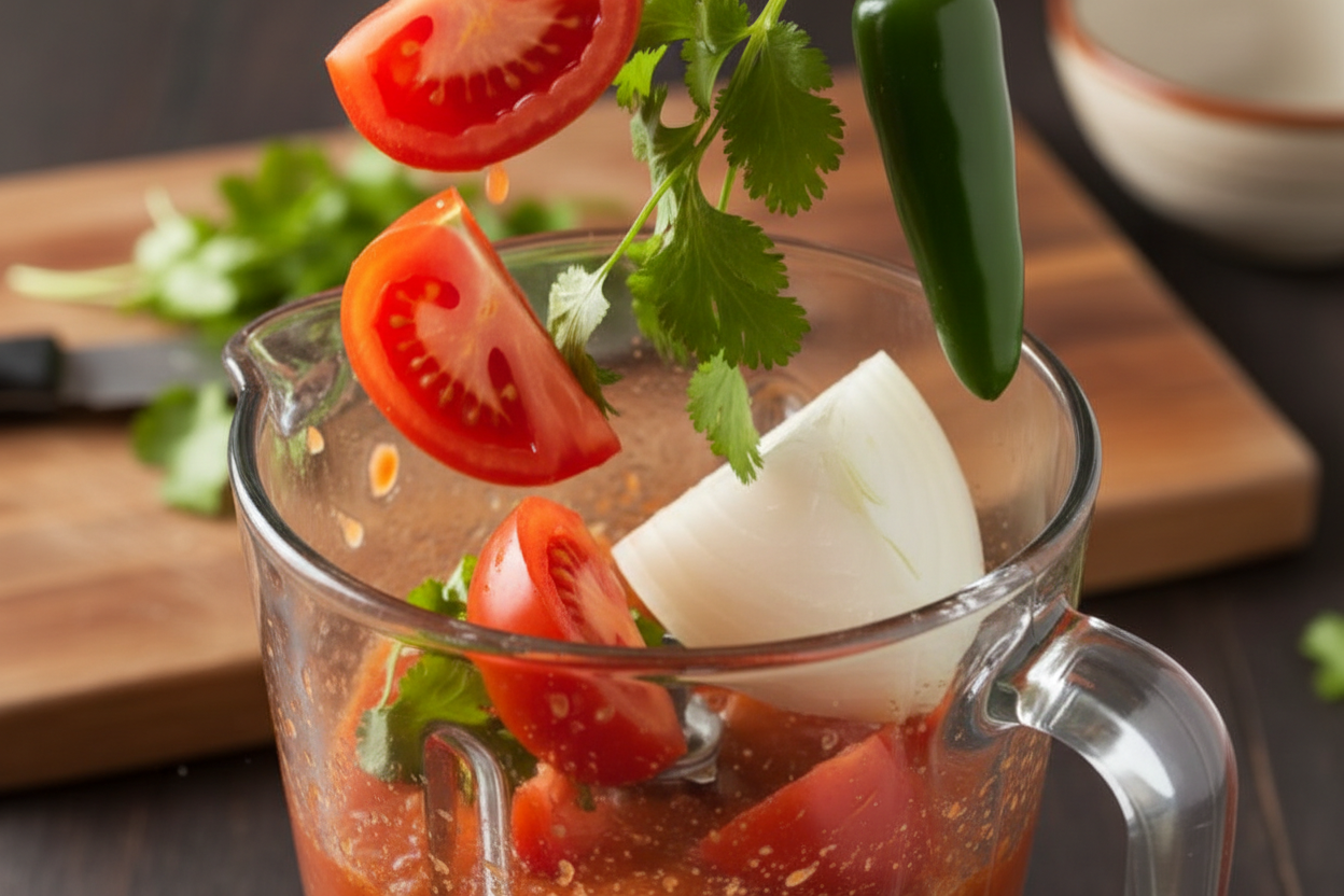 Homemade Restaurant Style Salsa (10-Minute Blender Recipe) 2 Simple Summer Restaurant Style Salsa preparation step 1