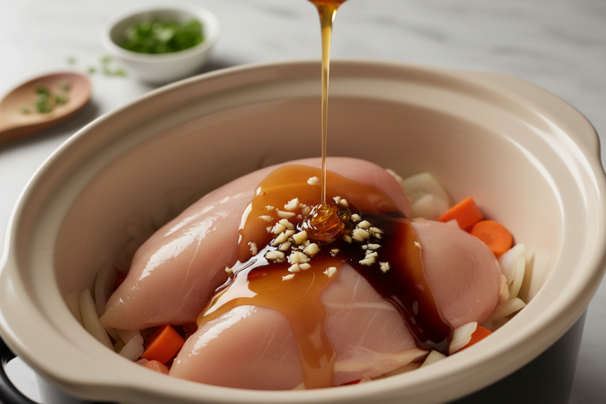 Slow Cooker Honey Garlic Chicken preparation step 1