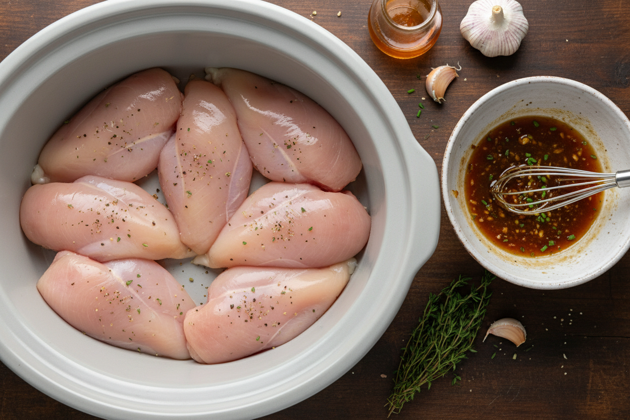 Slow Cooker Sweet Garlic Poultry Recipe 3 Slow Cooker Honey Garlic Chicken preparation step 2