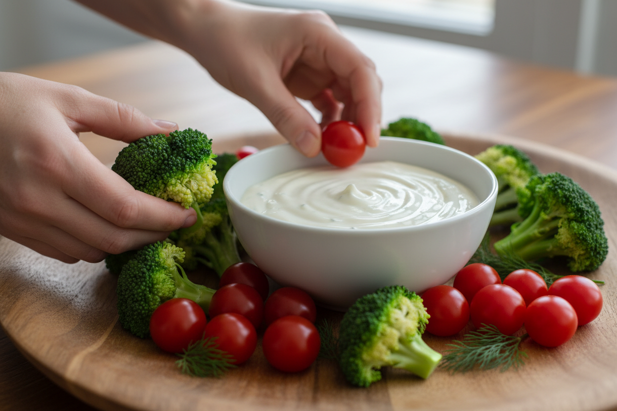 Festive Snowman Veggie Board: Easy Holiday Appetizer 2 Snowman Veggie Board preparation step 1