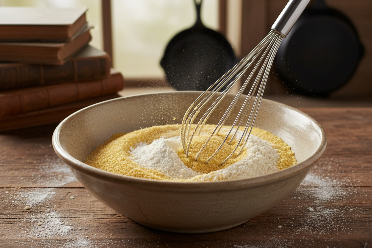 Authentic Cast Iron Skillet Cornbread: A Classic Comfort Side Dish 2 Southern Cornbread Recipe In A Cast Iron Skillet preparation step 1