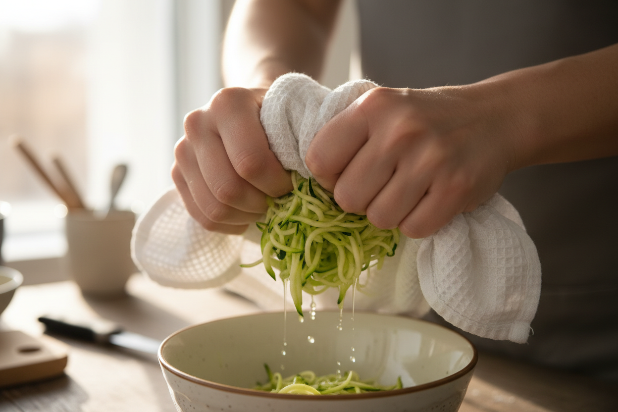 Crispy Pan-Fried Courgette Patties with Creamy Herb Dip 2 Zucchini Fritters preparation step 1