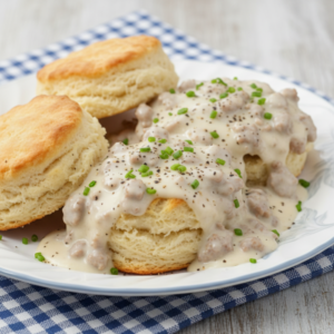 Hearty Ground Beef and Drop Biscuits Breakfast Recipe