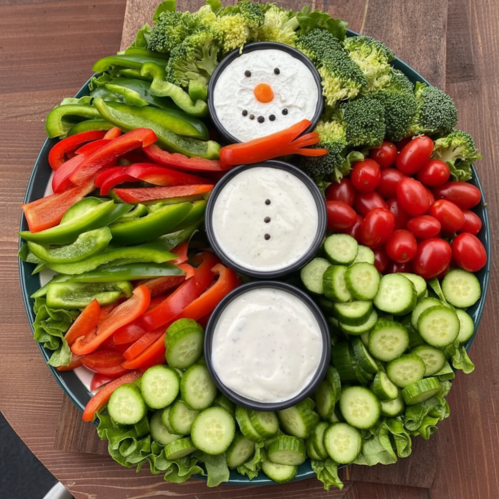 Holiday Snowman Veggie Tray: A Healthy Winter Appetizer 1 Holiday Snowman Veggie Tray: A Healthy Winter Appetizer