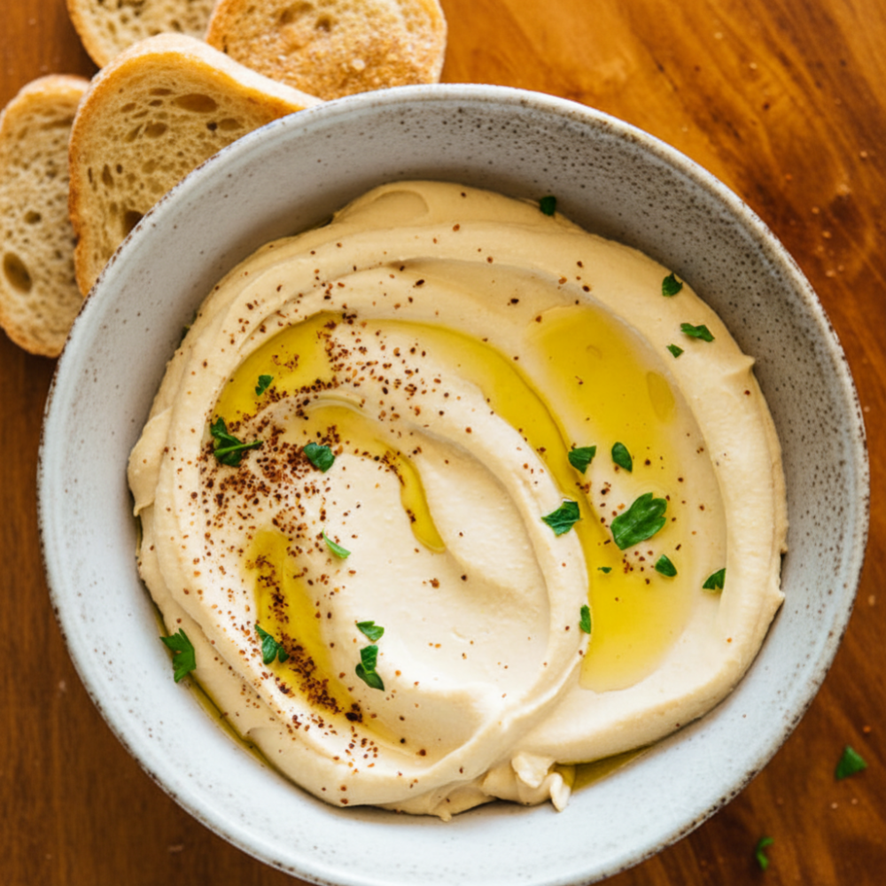 Creamy Homemade Hummus with Toasted Bread (No Peeling) 1 Creamy Homemade Hummus with Toasted Bread (No Peeling)