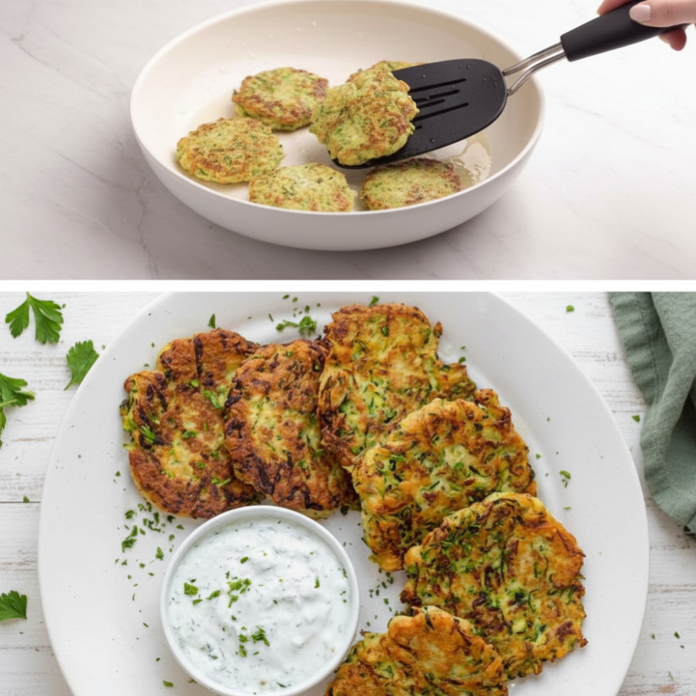 Crispy Pan-Fried Courgette Patties with Creamy Herb Dip 1 Crispy Pan-Fried Courgette Patties with Creamy Herb Dip
