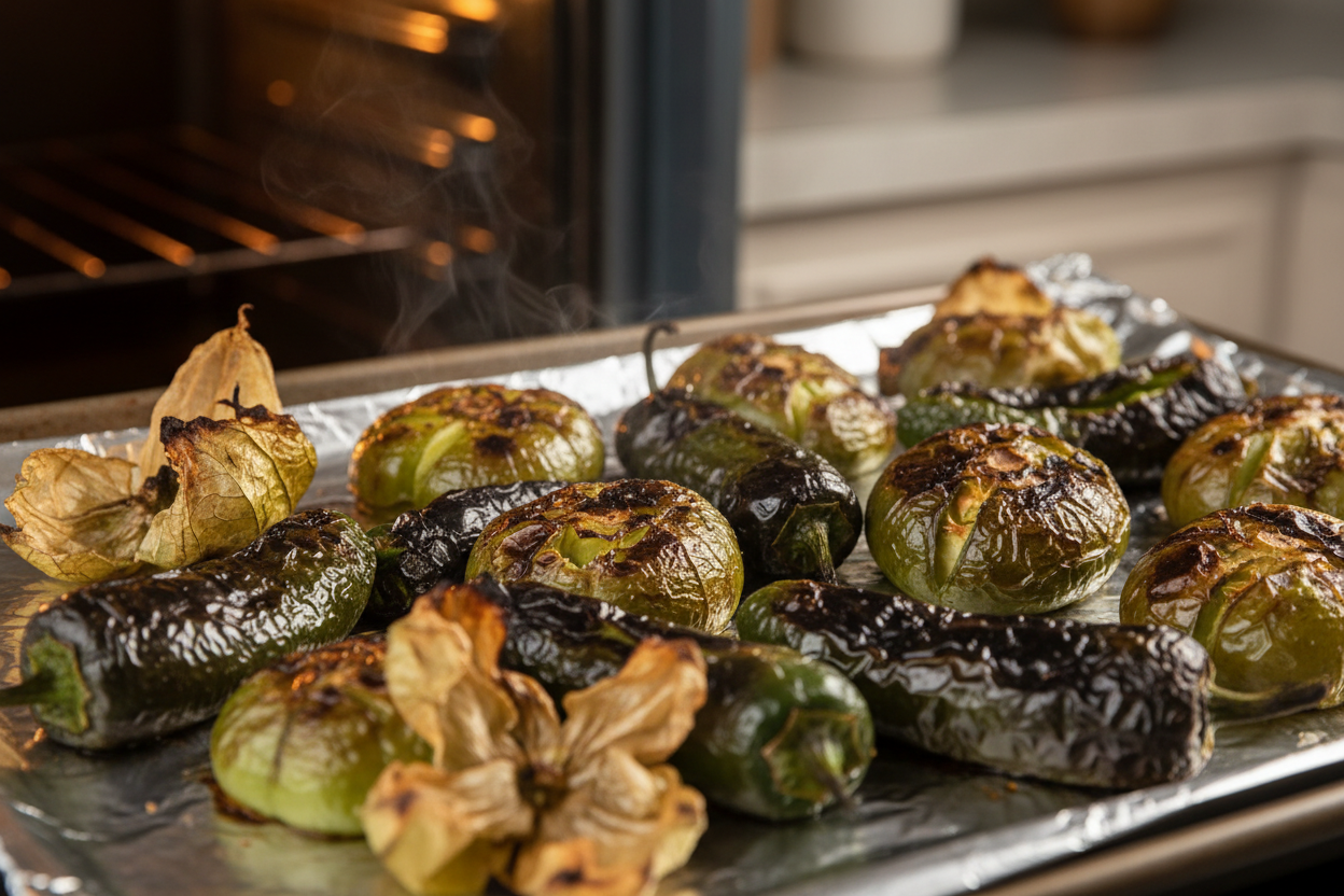 20 Minute Roasted Tomatillo Salsa Verde preparation step 1