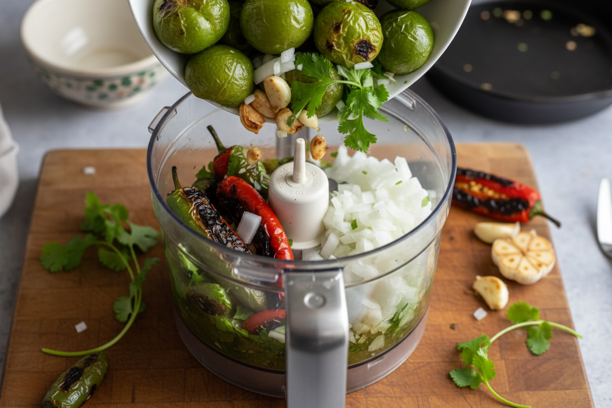 20 Minute Roasted Tomatillo Salsa Verde preparation step 2