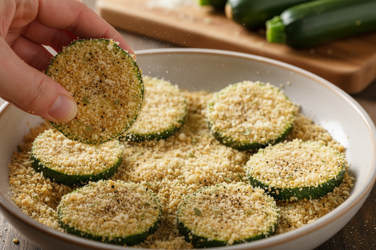 Air Fryer Zucchini Chips preparation step 2